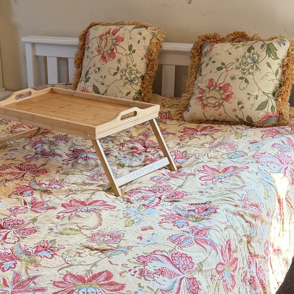 Rose Tree Home Wellington Floral Cotton Comforter Yellow Red Botanical Jacquard